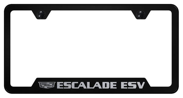 Cadillac Escalade ESV Black Notched Laser Etched License Frame - GF.ESV3.EB