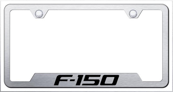 Ford F-150 Brushed Stainless Steel Notched Laser Etched License Frame - GF.F15.ES