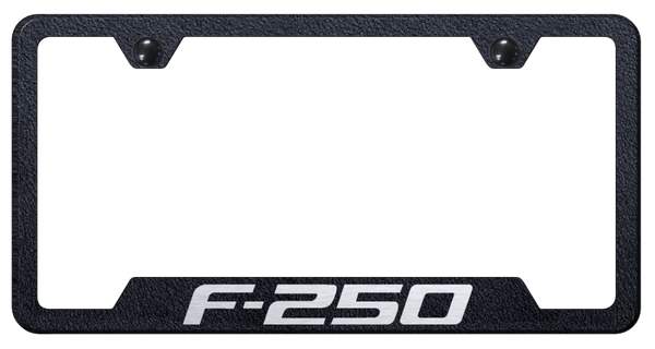 Ford F-250 Cut-Out Frame - Laser Etched Rugged Black License Plate Frame - GF.F25.ERB