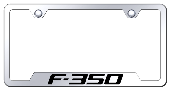 Ford F-350 Cut-Out Frame - Laser Etched Mirrored License Plate Frame - GF.F35.EC