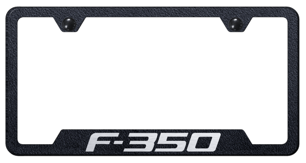 Ford F-350 Cut-Out Frame - Laser Etched Rugged Black License Plate Frame - GF.F35.ERB