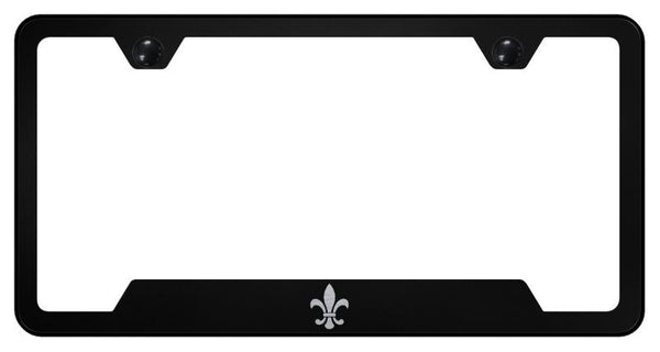 Fleur-De-Lis Black Notched Laser Etched License Frame - GF.FDL.EB