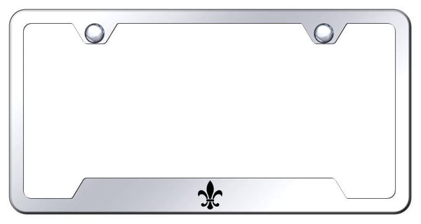 Fleur-De-Lis Stainless Steel Notched Laser Etched License Frame - GF.FDL.EC