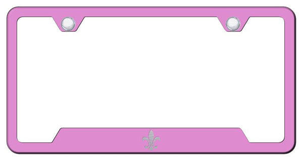 Fleur-De-Lis Pink Notched Laser Etched License Frame - GF.FDL.EP