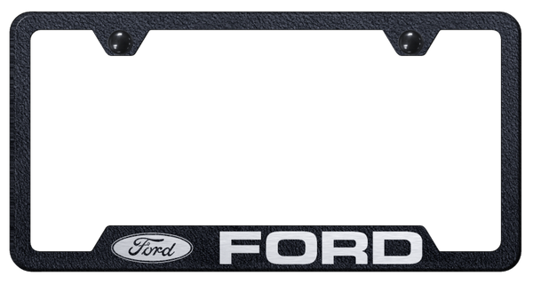 Ford Ford Cut-Out Frame - Laser Etched Rugged Black License Plate Frame - GF.FOR.ERB