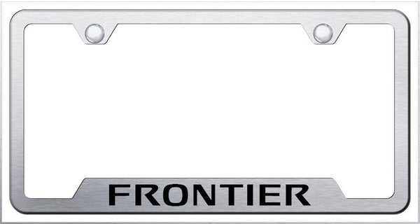 Nissan Frontier Brushed Stainless Steel Notched Laser Etched License Frame - GF.FRO.ES