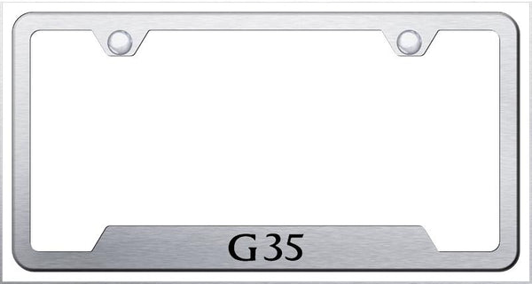 Infiniti G35 Brushed Stainless Steel Notched Laser Etched License Frame - GF.G35.ES