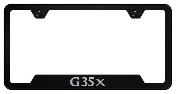 Infiniti G35X Black Notched Laser Etched License Frame - GF.G35X.EB