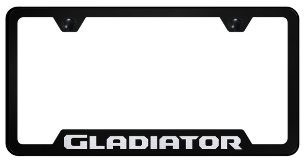 Jeep Gladiator Cut-Out Frame - Laser Etched Black License Plate Frame - GF.GLAD.EB