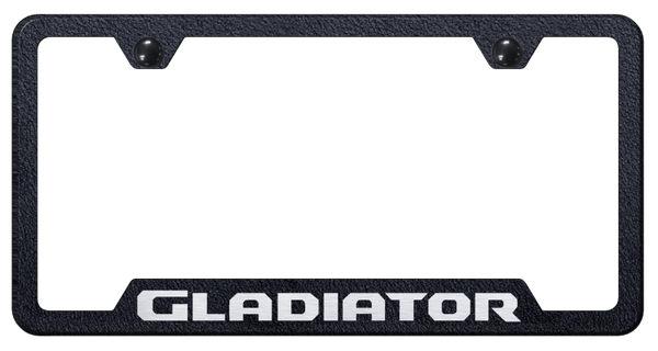 Jeep Gladiator Cut-Out Frame - Laser Etched Rugged Black License Plate Frame - GF.GLAD.ERB