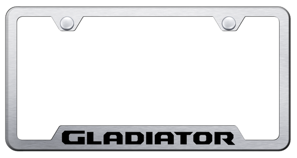 Jeep Gladiator Cut-Out Frame - Laser Etched Brushed License Plate Frame - GF.GLAD.ES