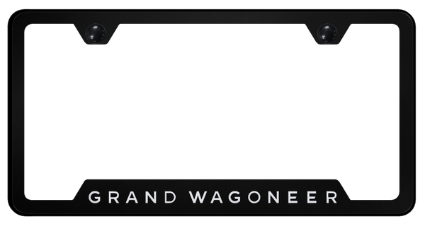 Jeep Grand Wagoneer Cut-Out Frame - Laser Etched Black License Plate Frame - GF.GWAG.EB