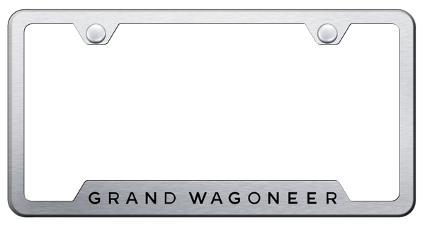 Jeep Grand Wagoneer Cut-Out Frame - Laser Etched Brushed License Plate Frame - GF.GWAG.ES