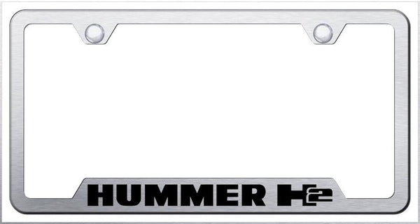 Hummer H2 Brushed Stainless Steel Notched Laser Etched License Frame - GF.H2.ES