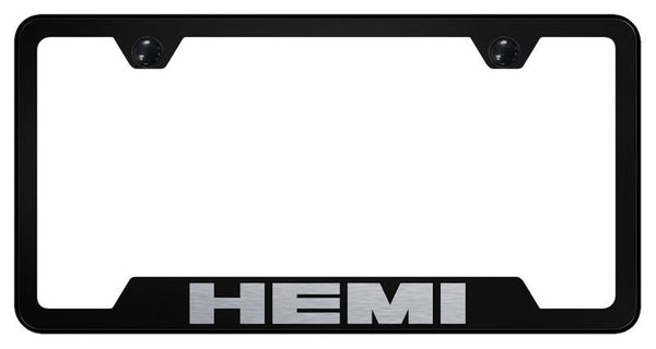 Chrysler/Dodge Hemi Black Notched Laser Etched License Frame - GF.HEM.EB