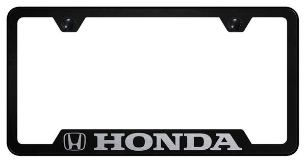 Honda Honda Black Notched Laser Etched License Frame - GF.HON.EB