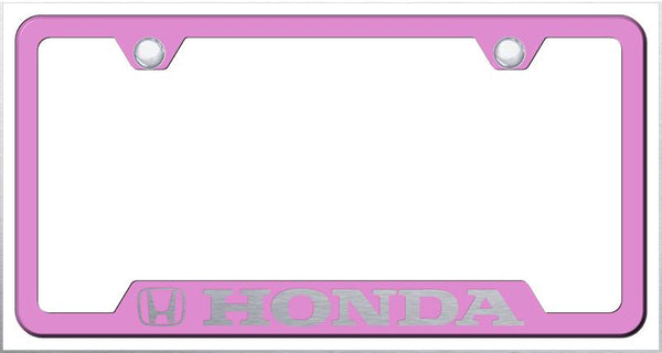 Honda Honda Pink Notched Laser Etched License Frame - GF.HON.EP