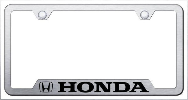 Honda Honda Brushed Stainless Steel Notched Laser Etched License Frame - GF.HON.ES