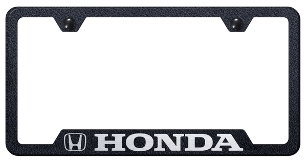 Honda Honda Cut-Out Frame - Laser Etched Rugged Black License Plate Frame - GF.HON.ERB