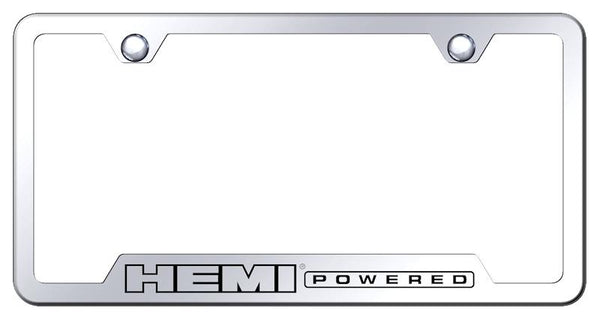 Chrysler/Dodge Hemi Powered Stainless Steel Notched Laser Etched License Frame - GF.HPOWL.EC