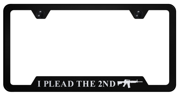 I Plead the Second Cut-Out Frame - Laser Etched Black License Plate Frame - GF.IPT2.EB