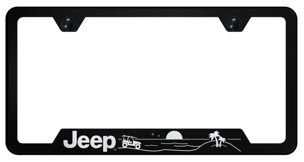 Jeep Jeep Beach Cut-Out Frame - Laser Etched Black License Plate Frame - GF.JEEB.EB