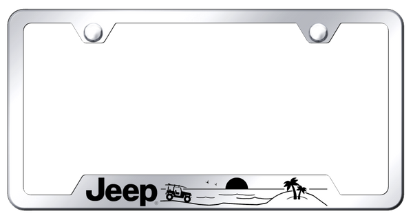 Jeep Jeep Beach Cut-Out Frame - Laser Etched Mirrored License Plate Frame - GF.JEEB.EC