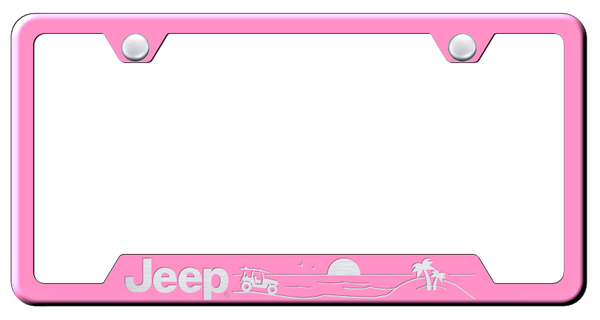 Jeep Jeep Beach Cut-Out Frame - Laser Etched Pink License Plate Frame - GF.JEEB.EP