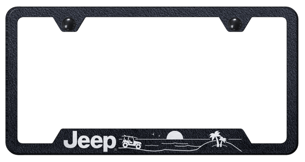 Jeep Jeep Beach Cut-Out Frame - Laser Etched Rugged Black License Plate Frame - GF.JEEB.ERB