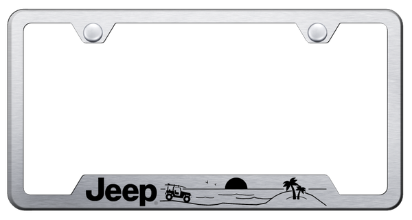 Jeep Jeep Beach Cut-Out Frame - Laser Etched Brushed License Plate Frame - GF.JEEB.ES