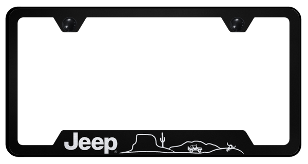 Jeep Jeep Desert Cut-Out Frame - Laser Etched Black License Plate Frame - GF.JEED.EB