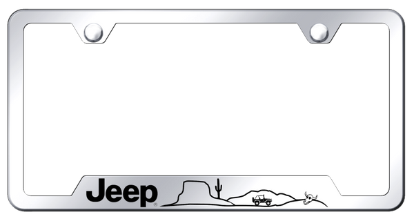 Jeep Jeep Desert Cut-Out Frame - Laser Etched Mirrored License Plate Frame - GF.JEED.EC