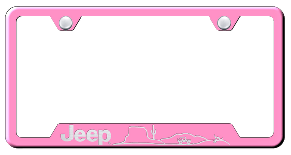 Jeep Jeep Desert Cut-Out Frame - Laser Etched Pink License Plate Frame - GF.JEED.EP