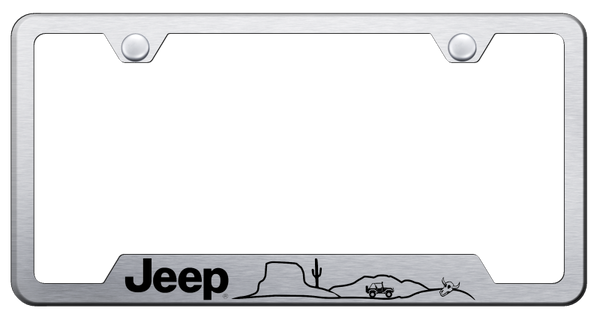 Jeep Jeep Desert Cut-Out Frame - Laser Etched Brushed License Plate Frame - GF.JEED.ES