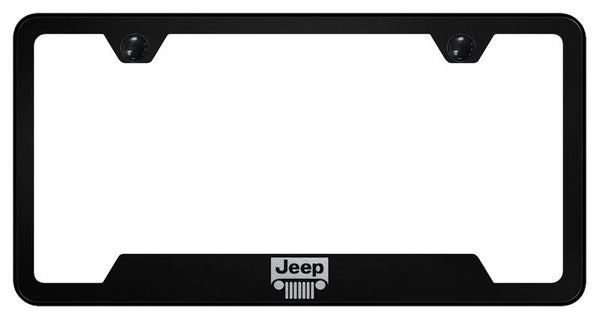 Jeep Jeep Grille Black Notched Laser Etched License Frame - GF.JEEG.EB