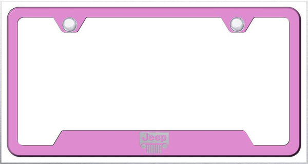 Jeep Jeep Grille Pink Notched Laser Etched License Frame - GF.JEEG.EP