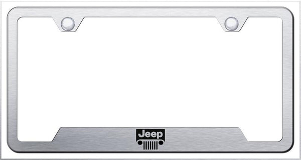 Jeep Jeep Grille Brushed Stainless Steel Notched Laser Etched License Frame - GF.JEEG.ES