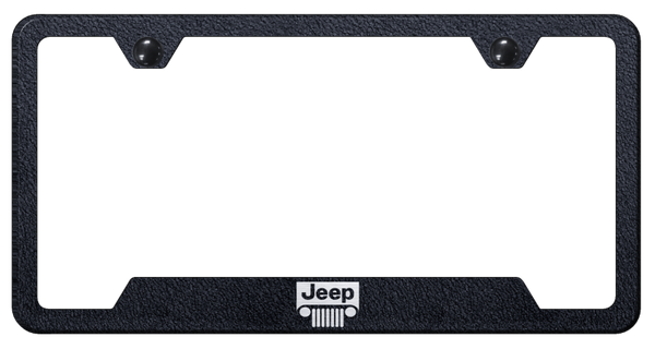 Jeep Jeep Grill Cut-Out Frame - Laser Etched Rugged Black License Plate Frame - GF.JEEG.ERB