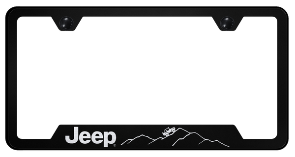 Jeep Jeep Mountain Cut-Out Frame - Laser Etched Black License Plate Frame - GF.JEEM.EB