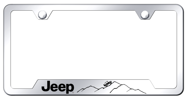 Jeep Jeep Mountain Cut-Out Frame - Laser Etched Mirrored License Plate Frame - GF.JEEM.EC