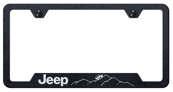 Jeep Jeep Mountain Cut-Out Frame - Laser Etched Rugged Black License Plate Frame - GF.JEEM.ERB