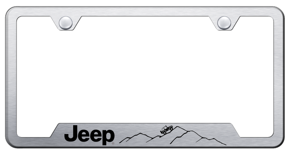 Jeep Jeep Mountain Cut-Out Frame - Laser Etched Brushed License Plate Frame - GF.JEEM.ES