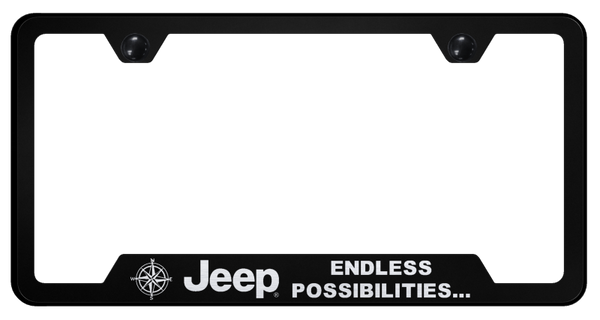 Jeep Jeep Endless Cut-Out Frame - Laser Etched Black License Plate Frame - GF.JEEPE.EB