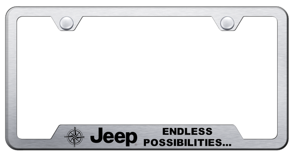 Jeep Jeep Endless Cut-Out Frame - Laser Etched Brushed License Plate Frame - GF.JEEPE.ES