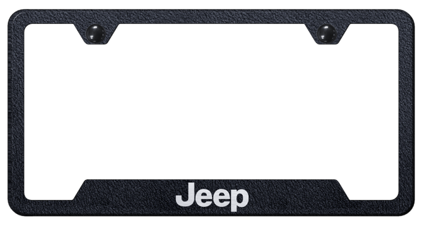 Jeep Jeep Cut-Out Frame - Laser Etched Rugged Black License Plate Frame - GF.JEE.ERB