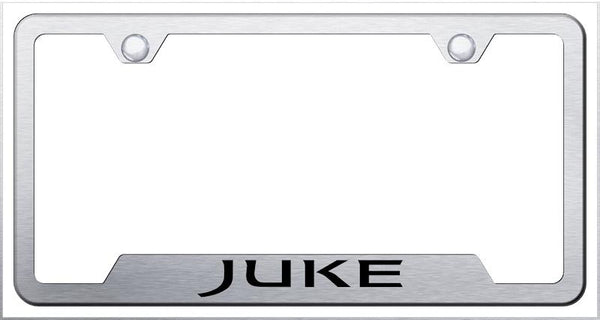 Nissan Juke Brushed Stainless Steel Notched Laser Etched License Frame - GF.JUKE.ES