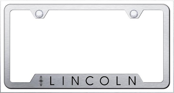 Lincoln Lincoln Brushed Stainless Steel Notched Laser Etched License Frame - GF.LIN.ES