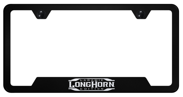 RAM Longhorn Laramie Cut-Out Frame - Laser Etched Black License Plate Frame - GF.LNGH3.EB