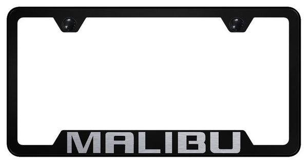 Chevrolet Malibu Black Notched Laser Etched License Frame - GF.MAL.EB