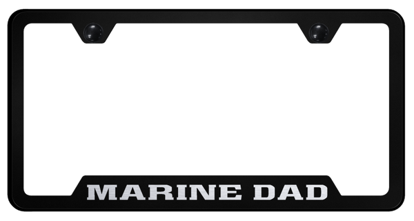 Marine Dad Cut-Out Frame - Laser Etched Black License Plate Frame - GF.MARD.EB